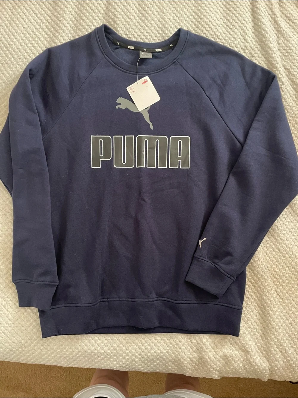 Puma Navy Crewneck Sweatshirt with White Logo